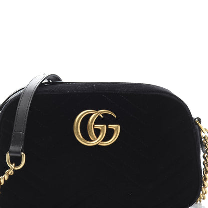 Gucci Velvet Matelasse Small GG Marmont Chain Shoulder Bag Black 11 of 11