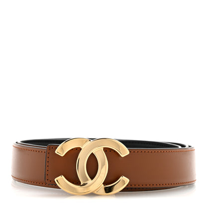 Chanel Calfskin CC Reversible Belt 100 40 Black Camel 1 of 9