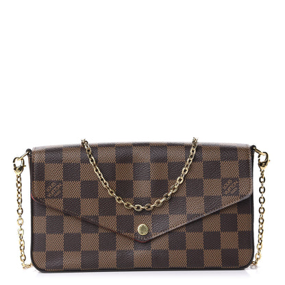 Louis Vuitton Damier Ebene Pochette Felicie Chain Wallet 1 of 11