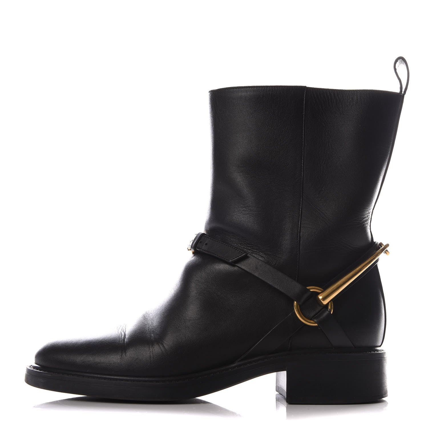 Gucci Calfskin Tess Horsebit Ankle Boots 37 Black 1 of 9