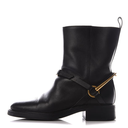 Gucci Calfskin Tess Horsebit Ankle Boots 37 Black 1 of 9
