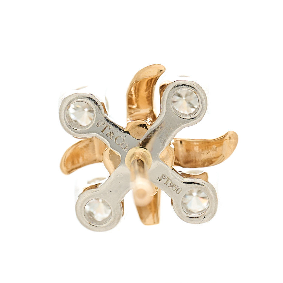 Platinum 18K Rose Gold Diamond Schlumberger Lynn Earrings