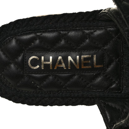 Chanel Cord Lambskin Quilted Logo Mules 39 Black 7 of 7