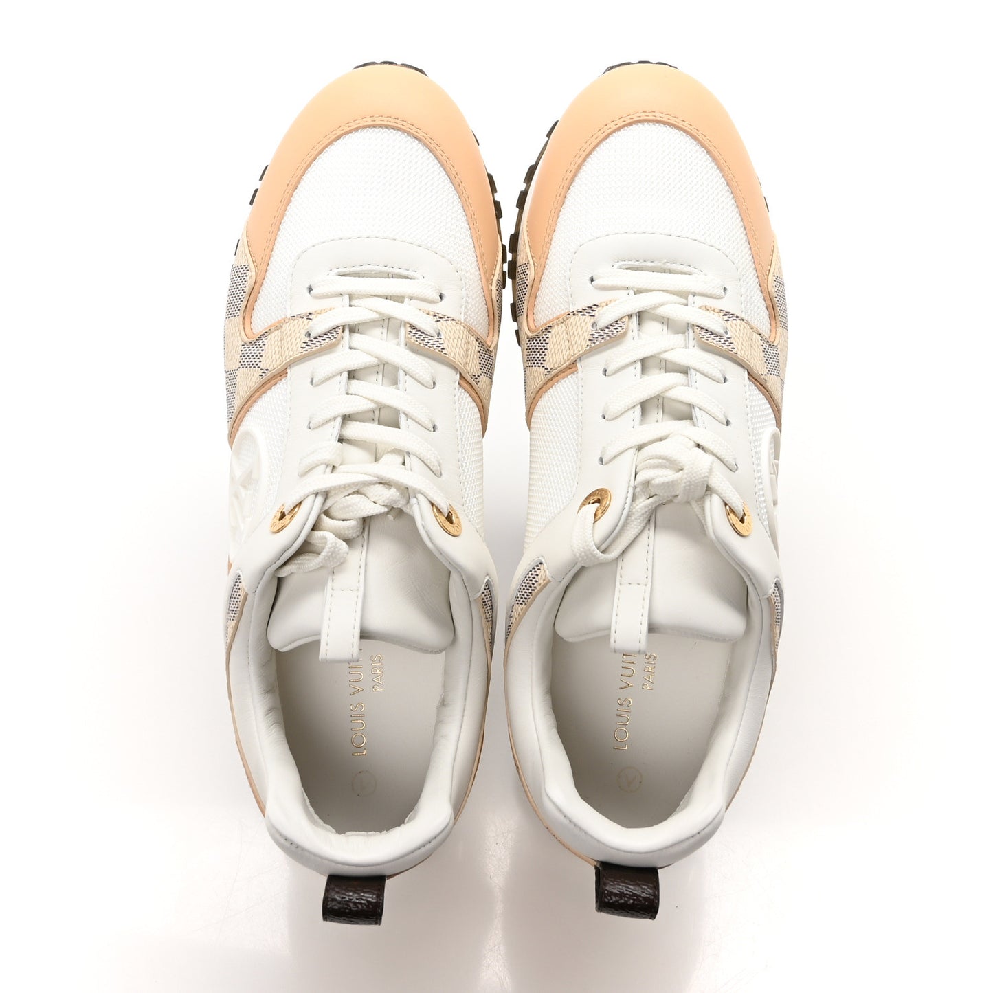 Calfskin Damier Azur Run Away Sneakers 37 White