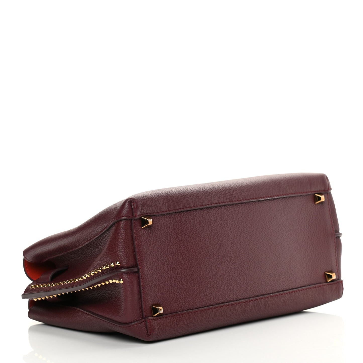 Grained Calfskin Studded Medium Milla Tote Rustic Brown