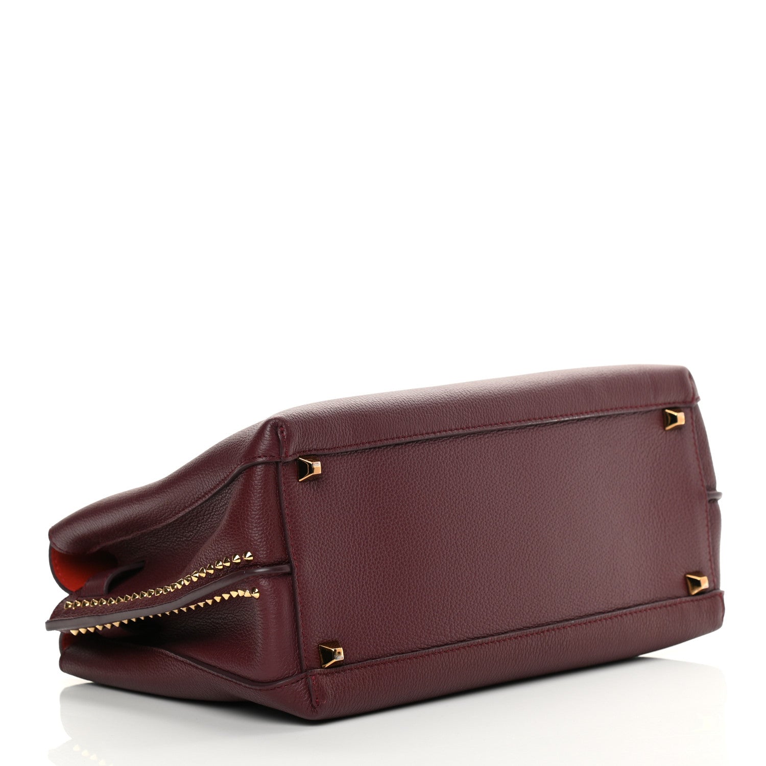MCM Grained Calfskin Studded Medium Milla Tote Rustic Brown 4 of 13
