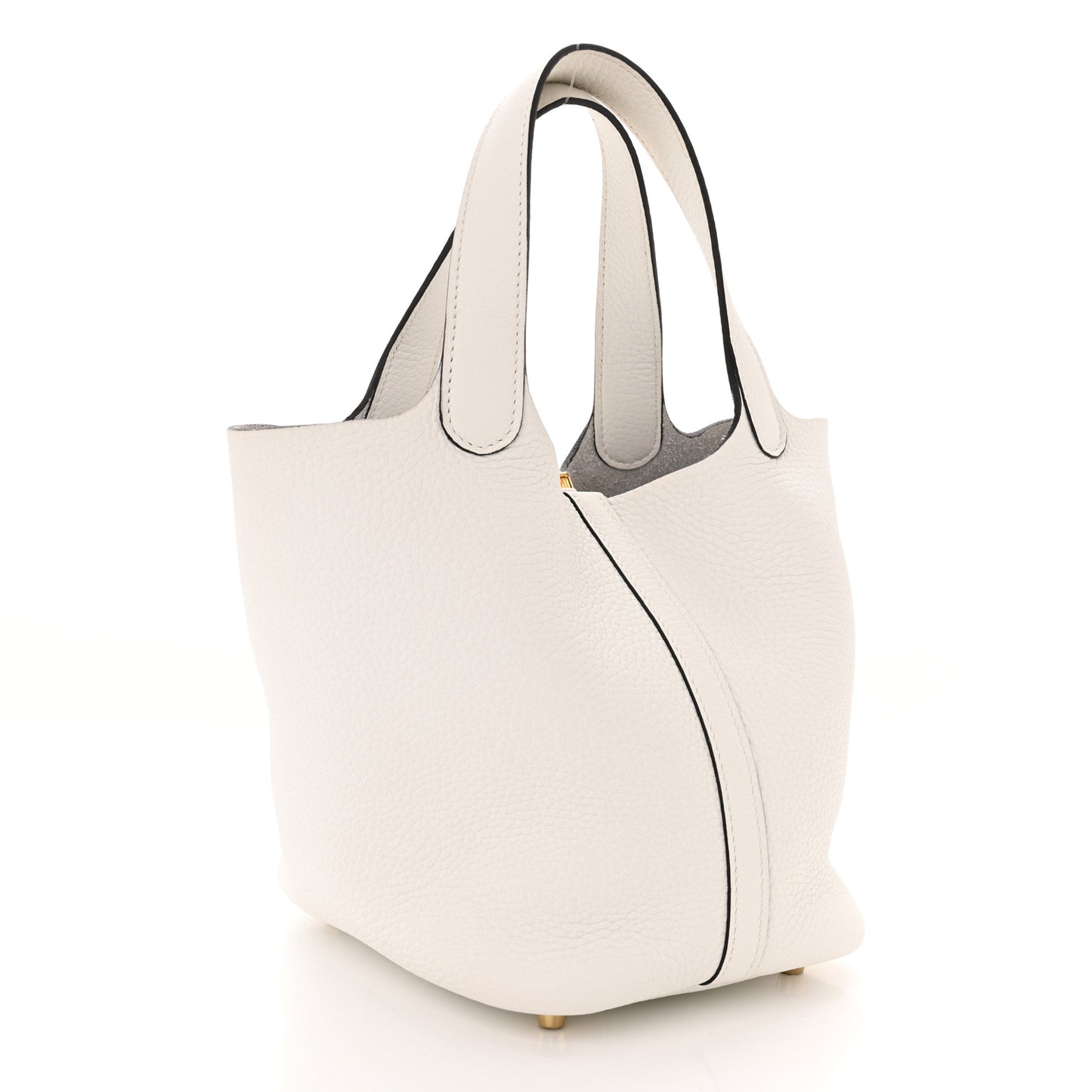 Taurillon Clemence Picotin Lock 18 PM New White