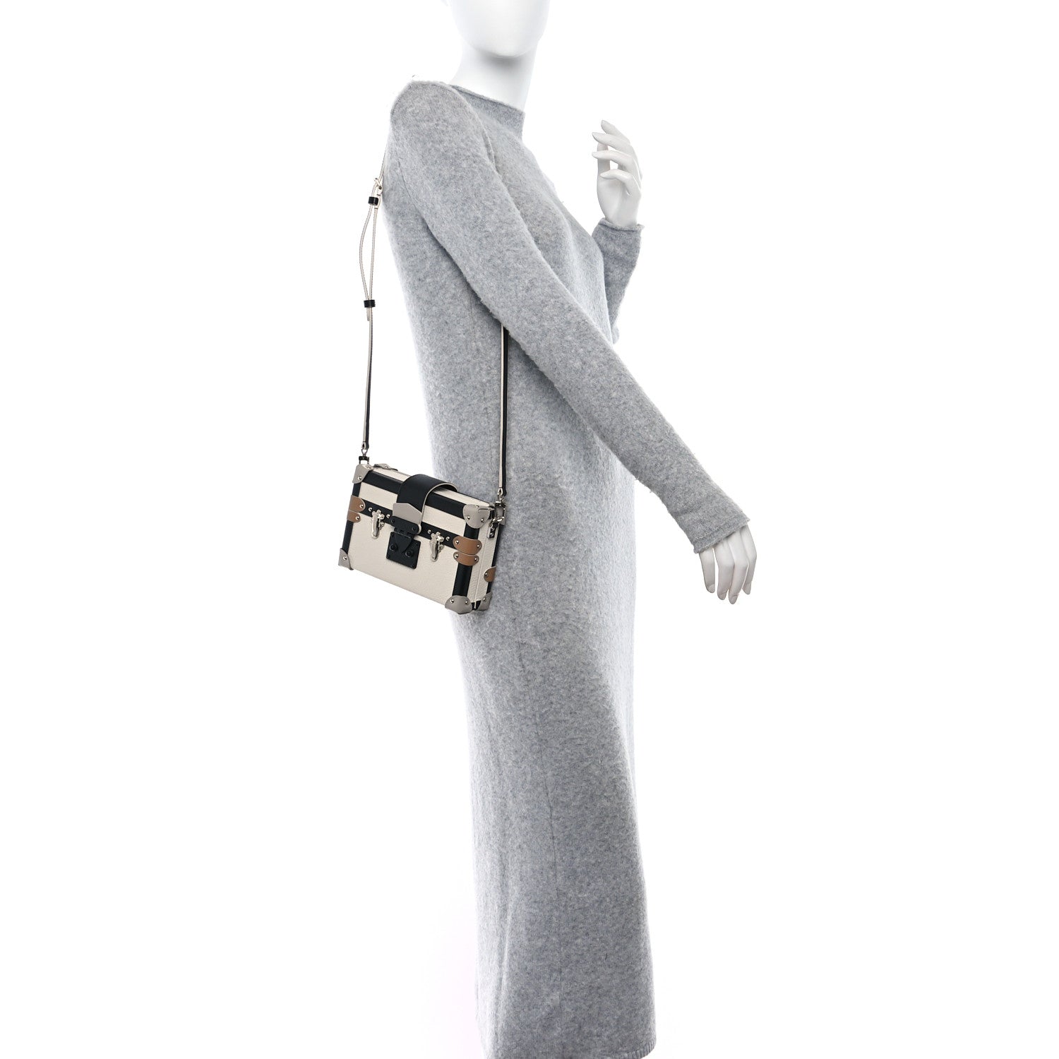 Louis Vuitton Taurillon Petite Malle White Black 2 of 8