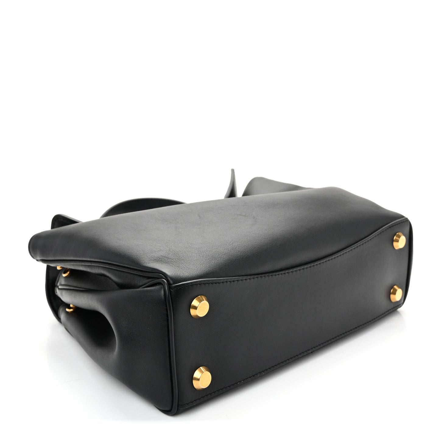 Natural Smooth Calfskin Small Rodeo Top Handle Handbag Black