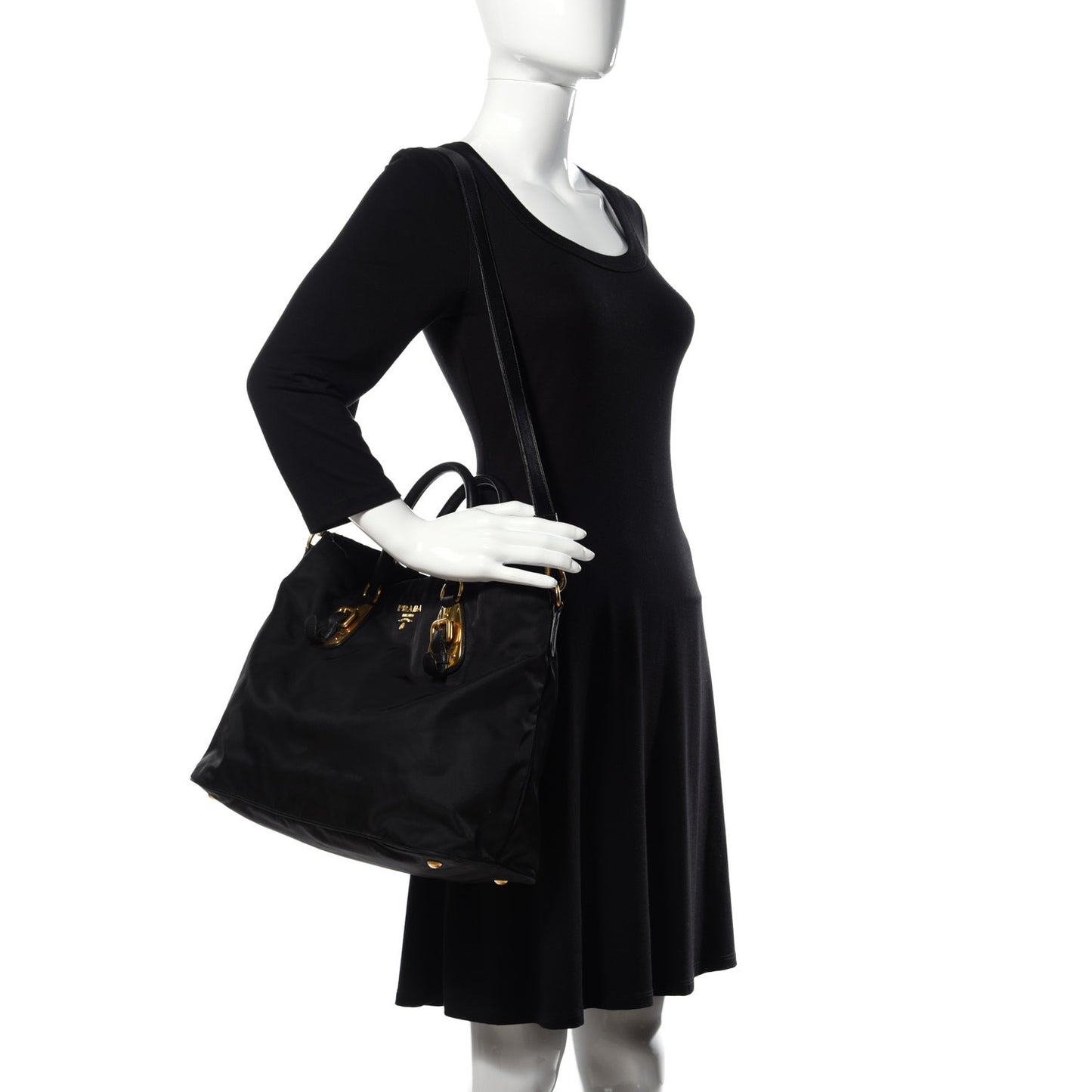Tessuto Nylon Soft Calf Tote Black