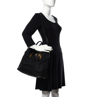 Prada Tessuto Nylon Soft Calf Tote Black 3 of 53