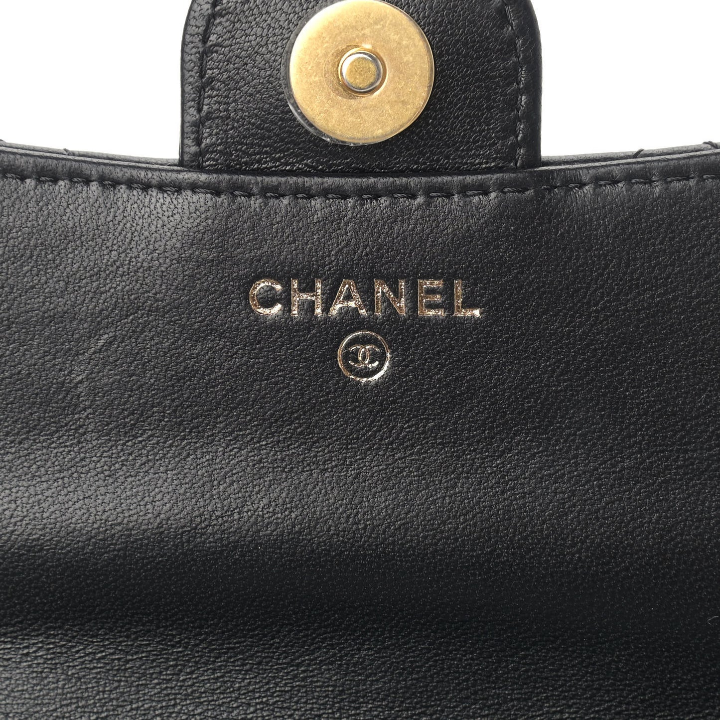 Lambskin Quilted Charm Flap Phone Holder With Chain Black