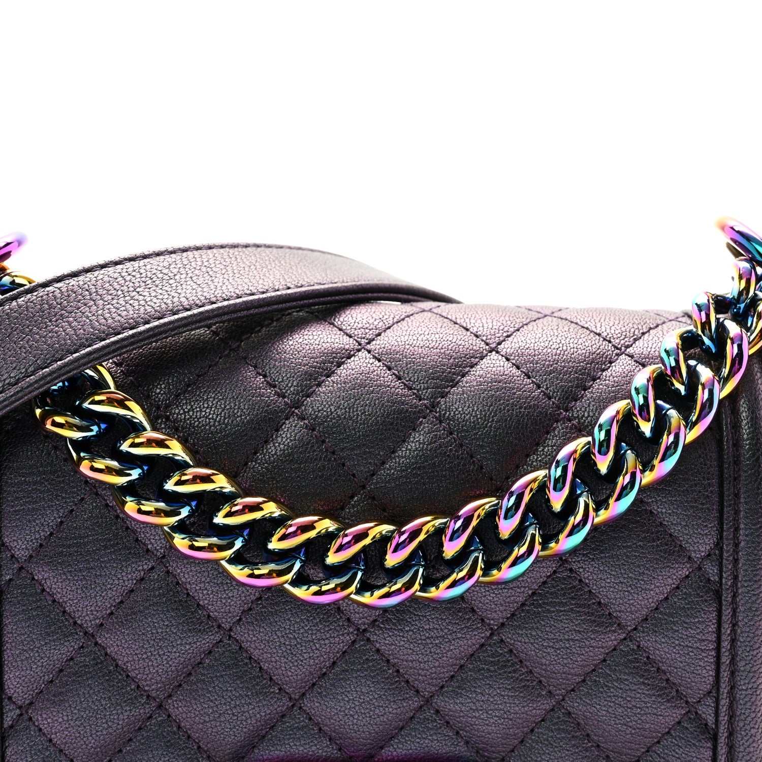 Chanel Iridescent Goatskin Quilted Small Boy Flap Purple 8 of 11
