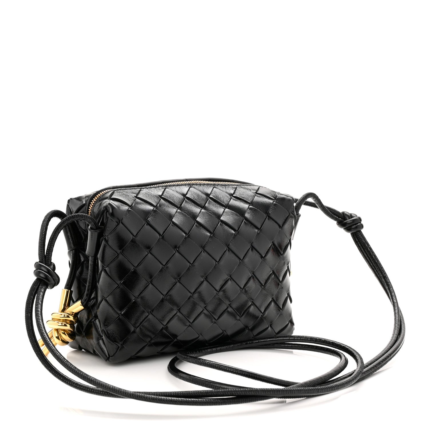 Bottega Veneta Polished Nappa Intrecciato Knot Mini Loop Camera Bag Black 3 of 9