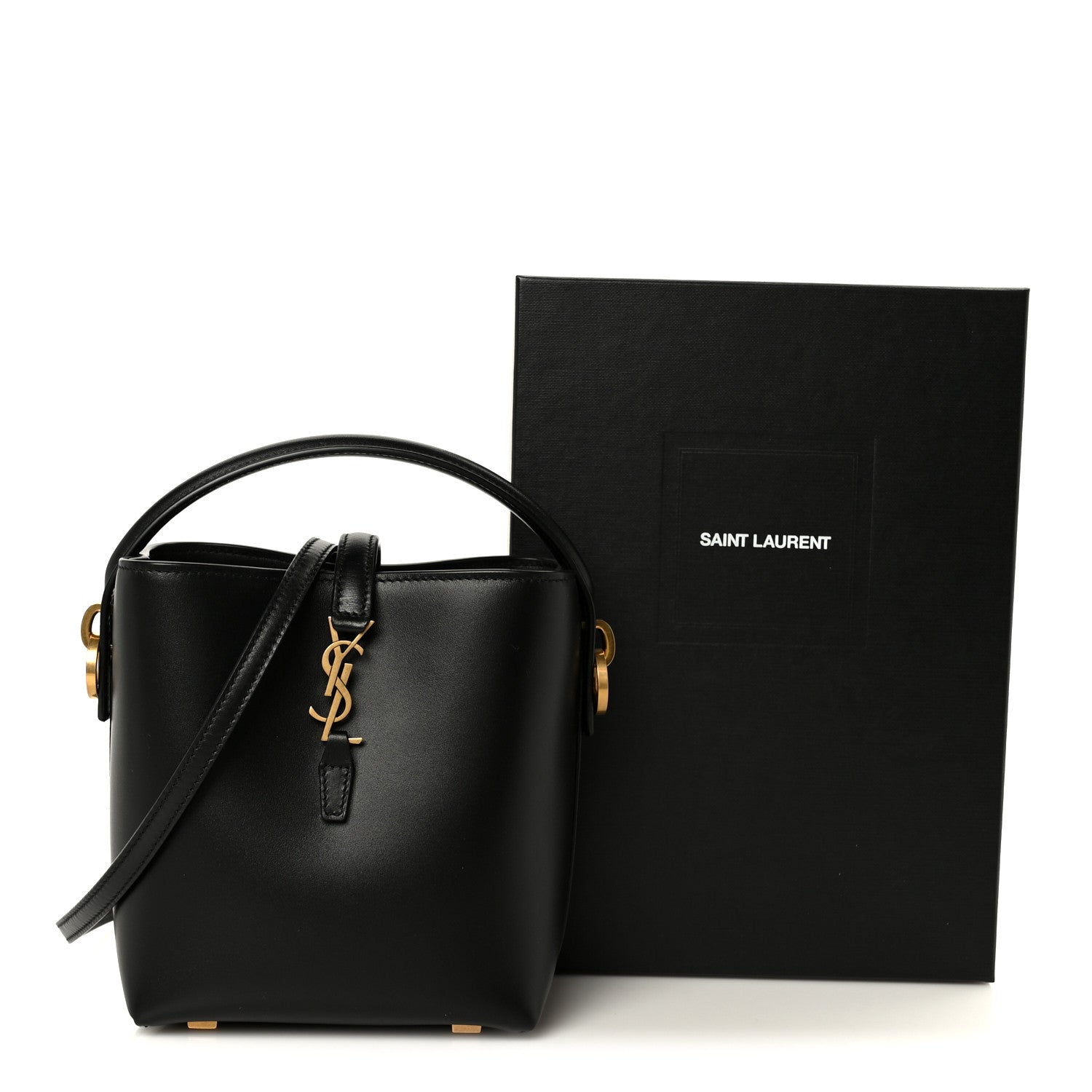Saint Laurent Shiny Calfskin Le 37 Mini Bucket Bag Black 1894239