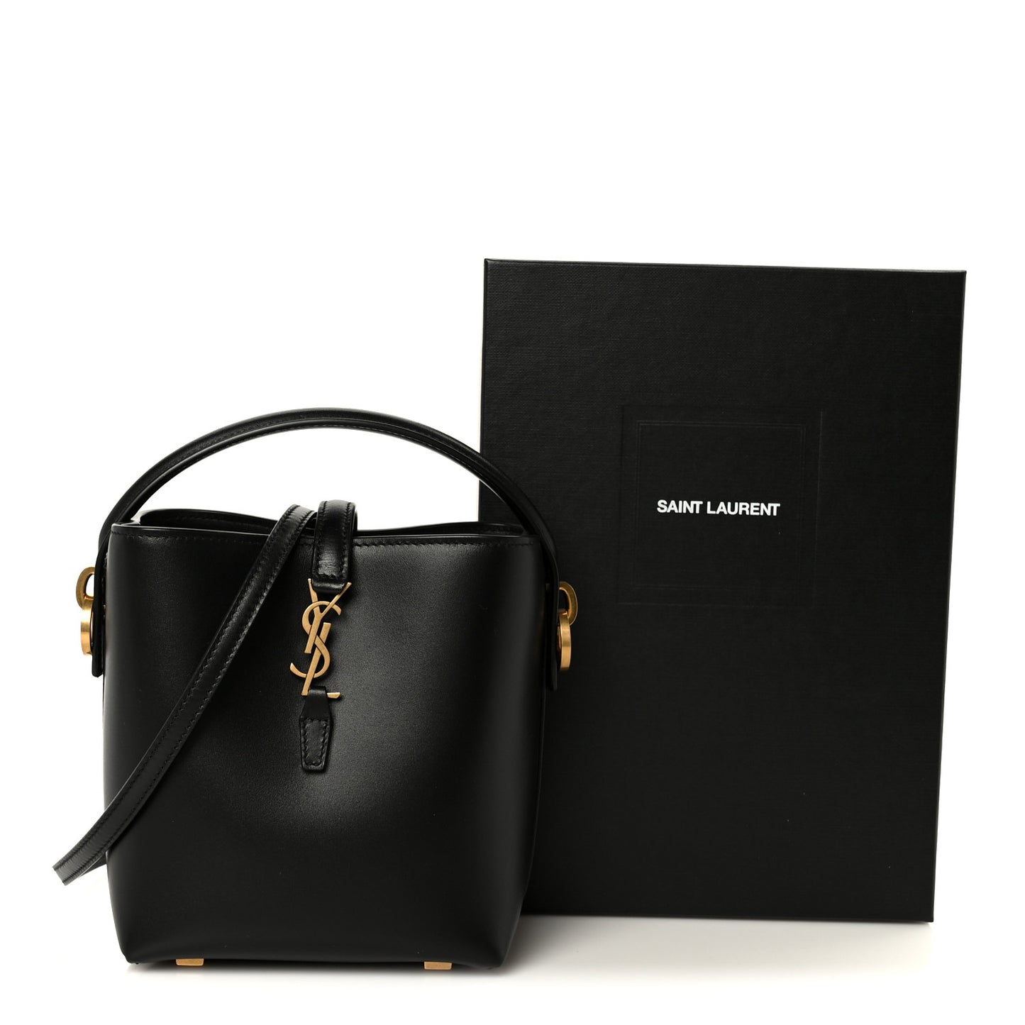 Shiny Calfskin Le 37 Mini Bucket Bag Black