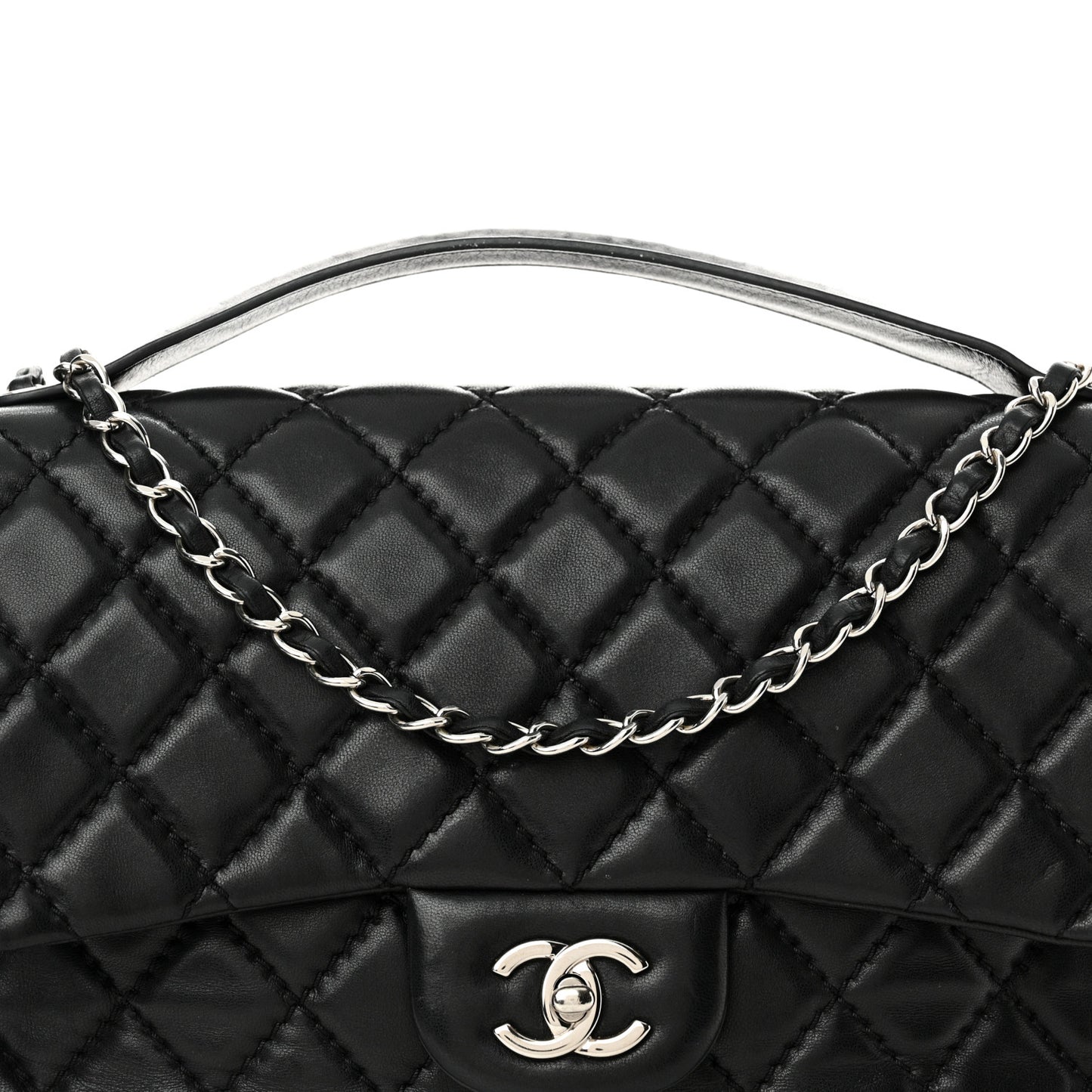 Lambskin Quilted Jumbo Easy Carry Flap Black