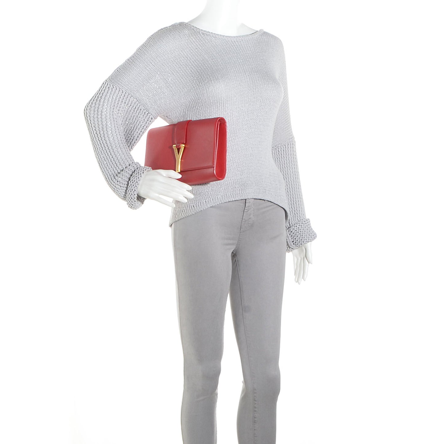 Calfskin Classic Y Clutch Red