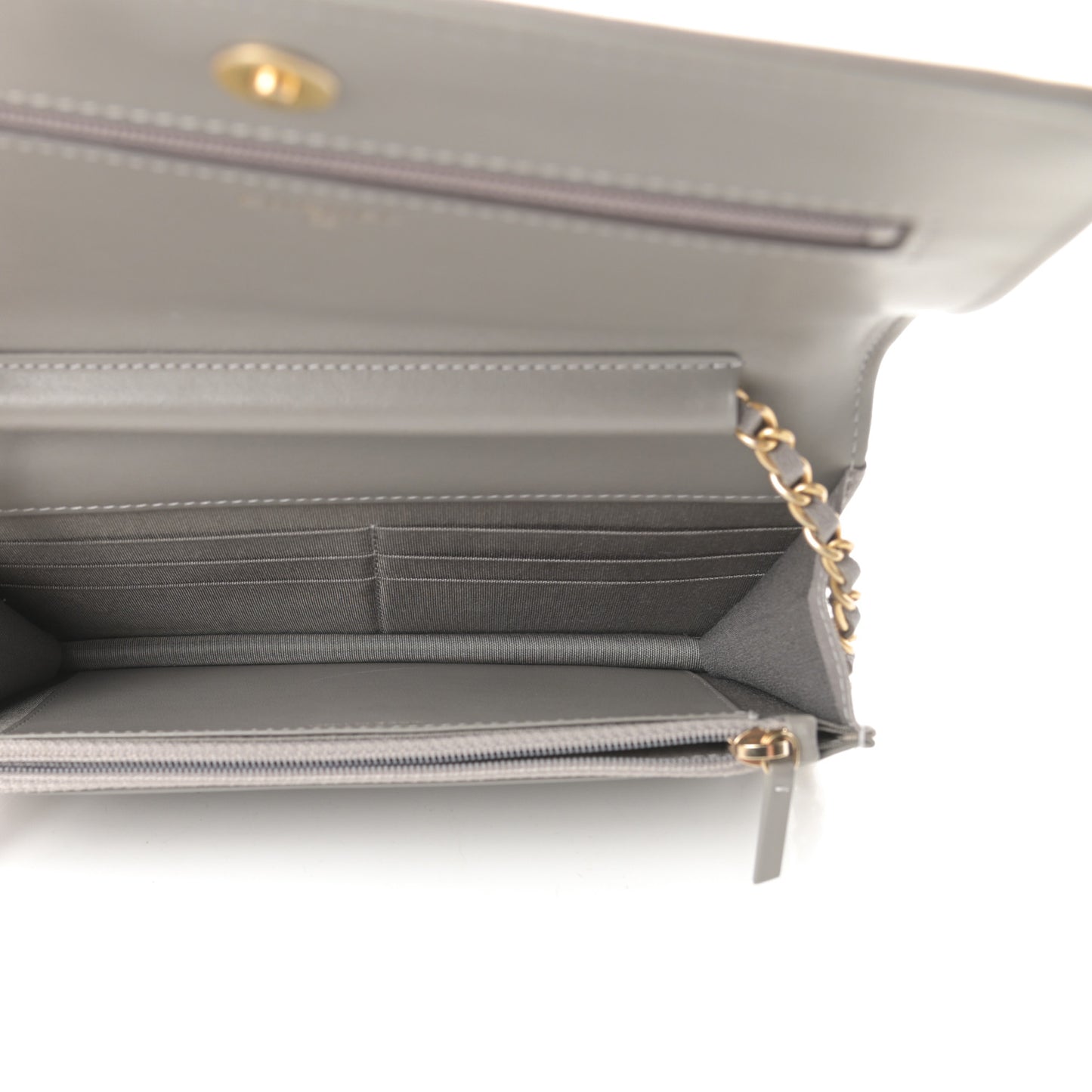 Caviar Quilted Boy Wallet On Chain WOC Grey