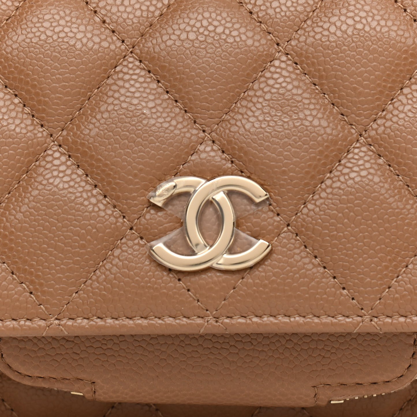 Caviar Quilted Small Business Affinity Flap Camel