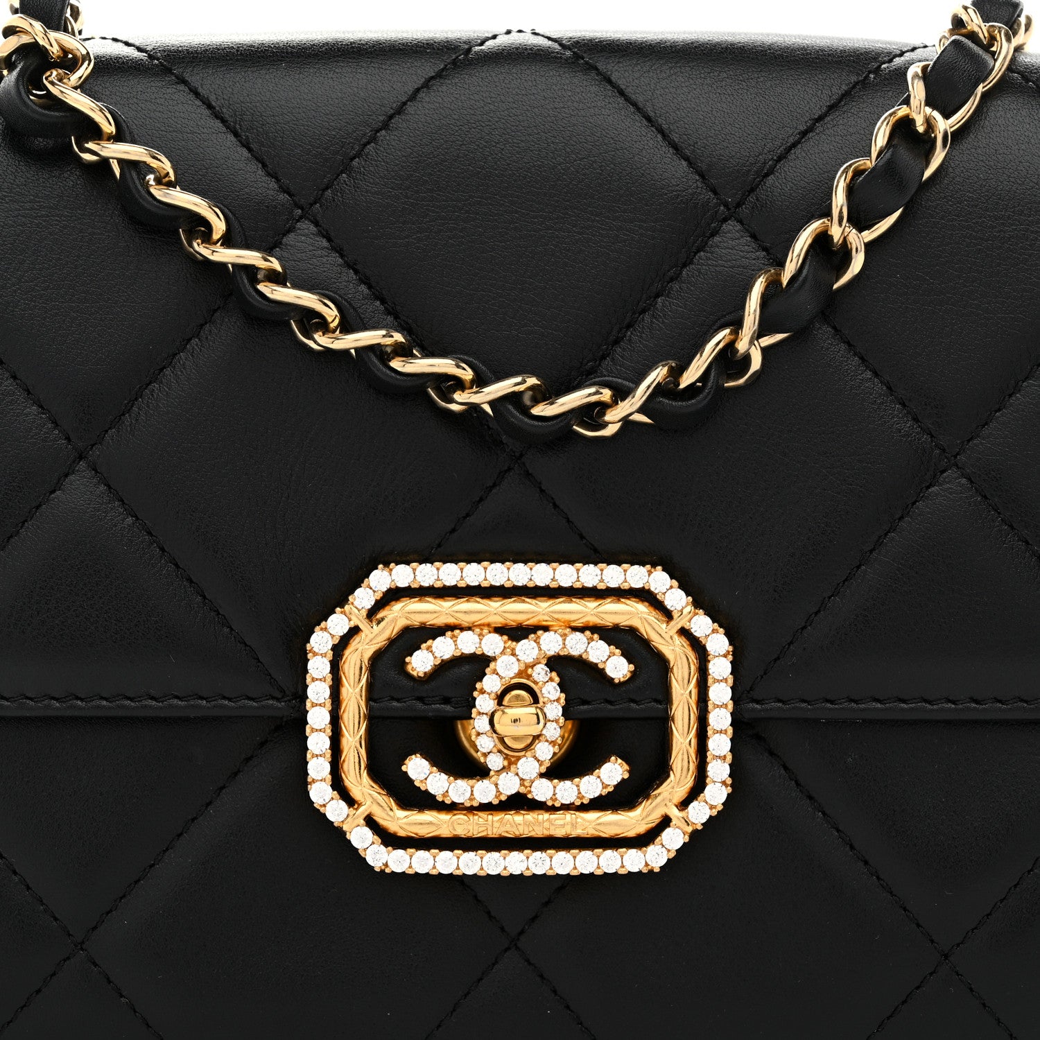 Chanel Calfskin Strass Quilted Mini Flap Black 8 of 11
