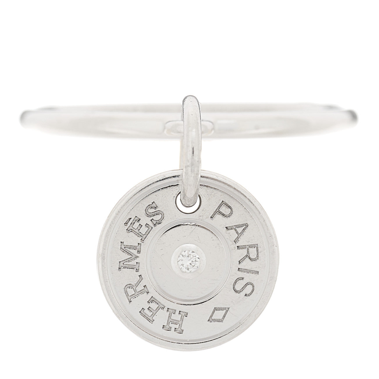 Hermes 18K White Gold Diamond Gambade Ring 51 5.75 1 of 5