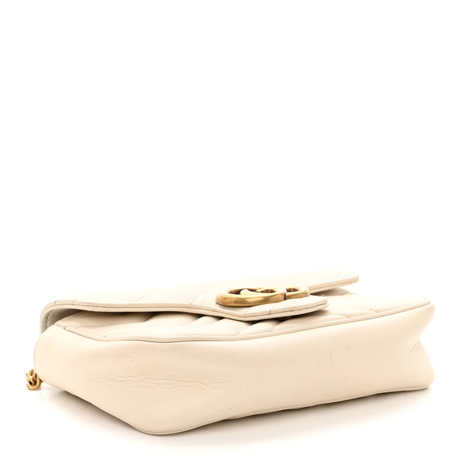 Gucci Calfskin Matelasse Super Mini GG Marmont Shoulder Bag White 4 of 9