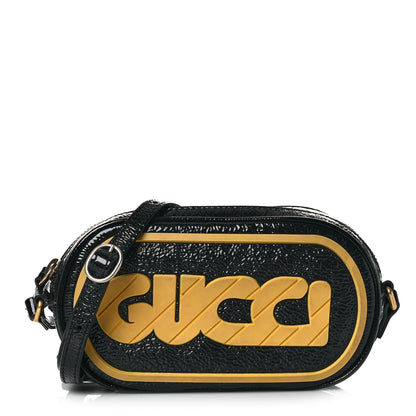 Gucci Patent Rubber Game Patch Logo Crossbody Bag Black 2 of 11