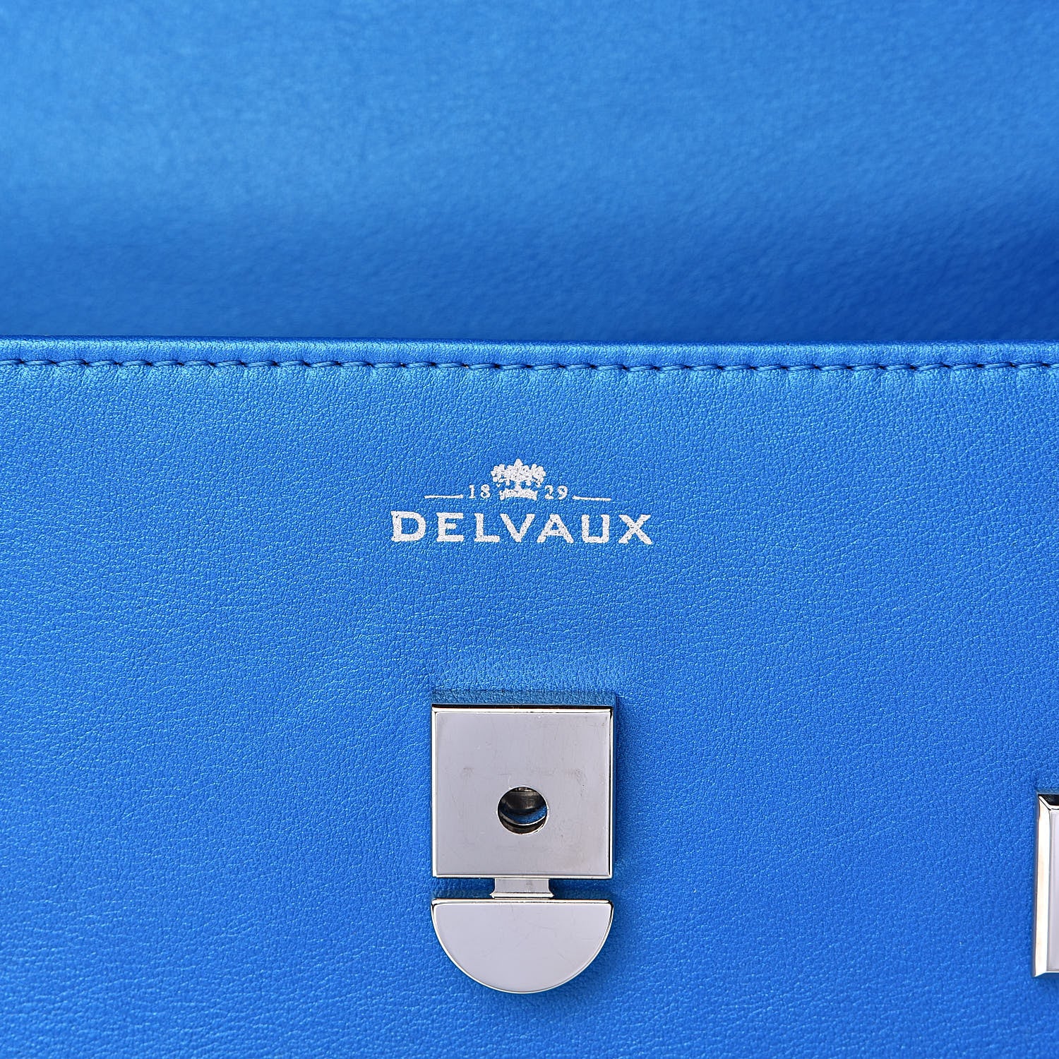 Delvaux Calfskin MM Tempete Satchel Satin Electric 6 of 14
