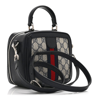 Gucci GG Supreme Monogram Mini Ophidia Top Handle Square Shoulder Bag Beige Blue 3 of 11