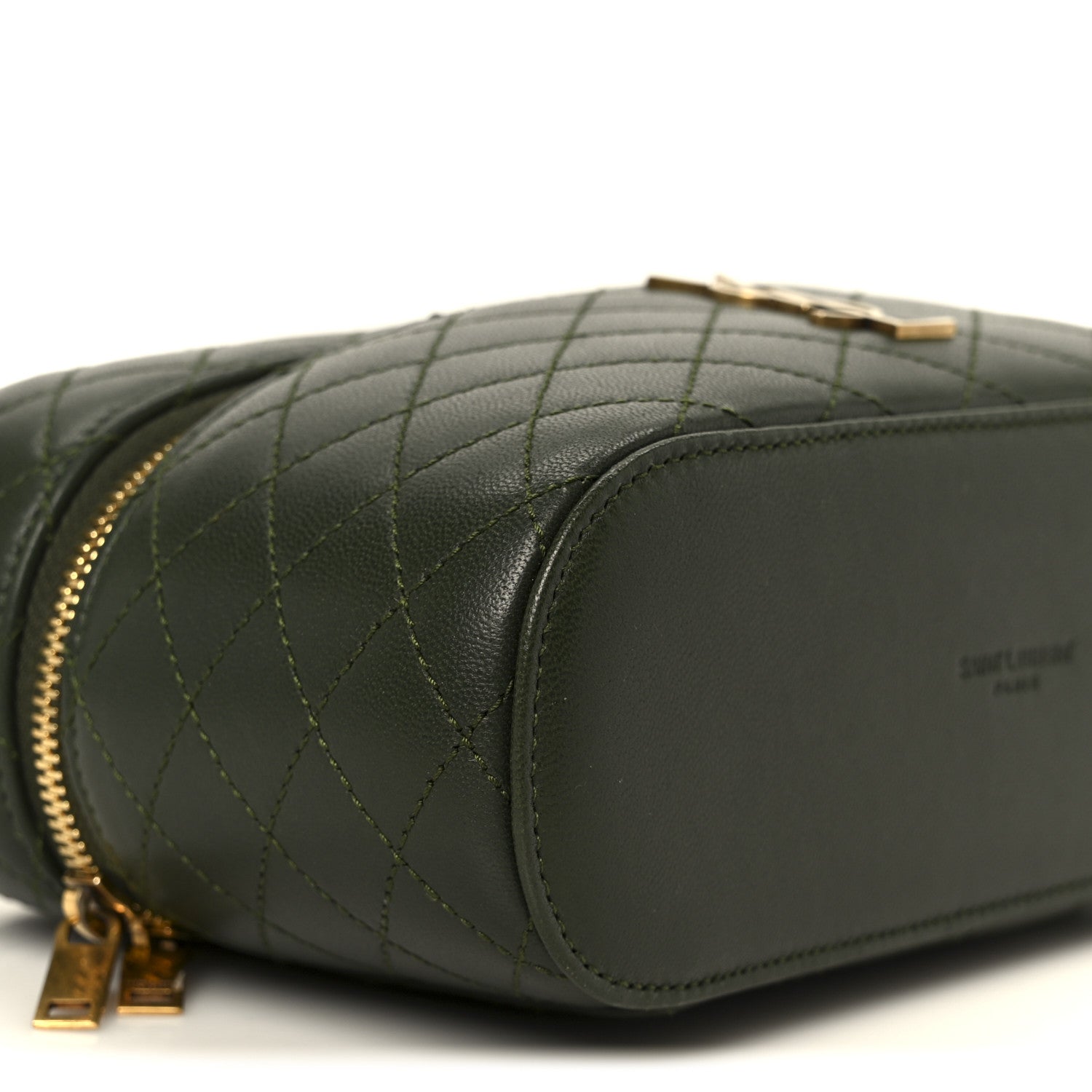 Saint Laurent Lambskin Quilted Mini Gaby Vanity Case Olive Wood 9 of 10