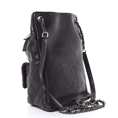Chanel Lambskin Quilted Drawstring Backpack Black 3 of 16