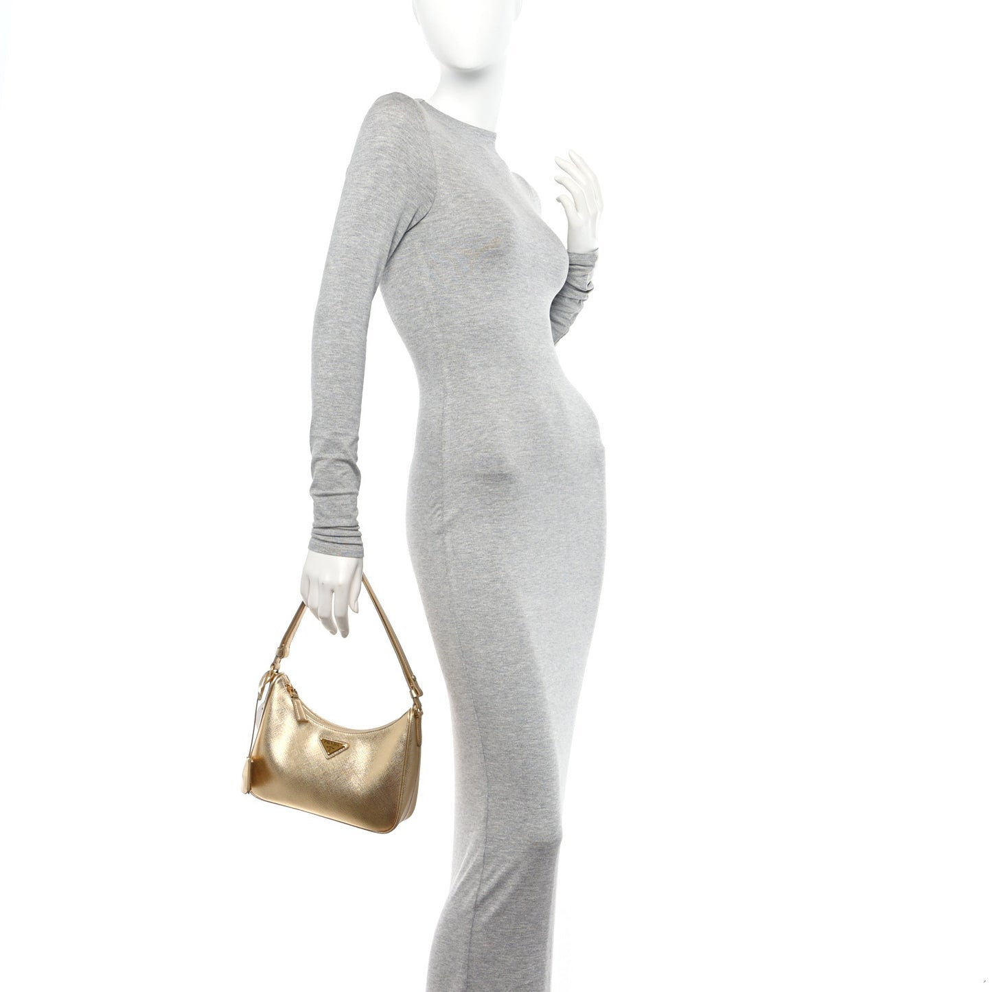 Saffiano Lux Mini Re-Edition Shoulder Bag Platino