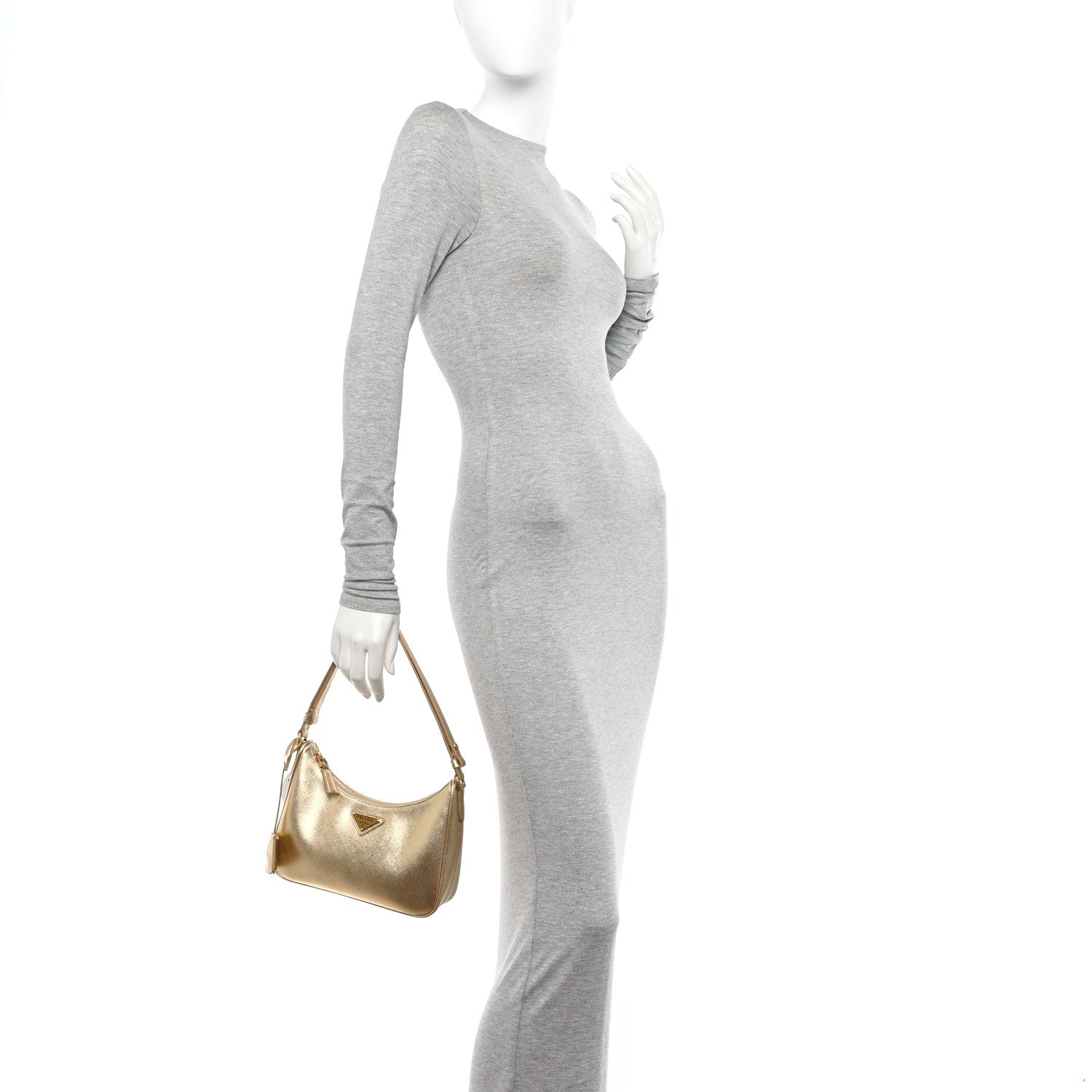 Prada Saffiano Lux Mini Re-Edition Shoulder Bag Platino 2 of 12