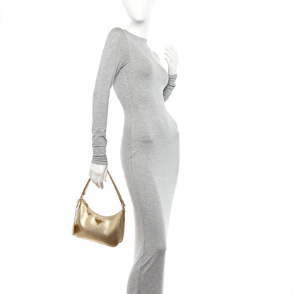 Prada Saffiano Lux Mini Re-Edition Shoulder Bag Platino 2 of 12