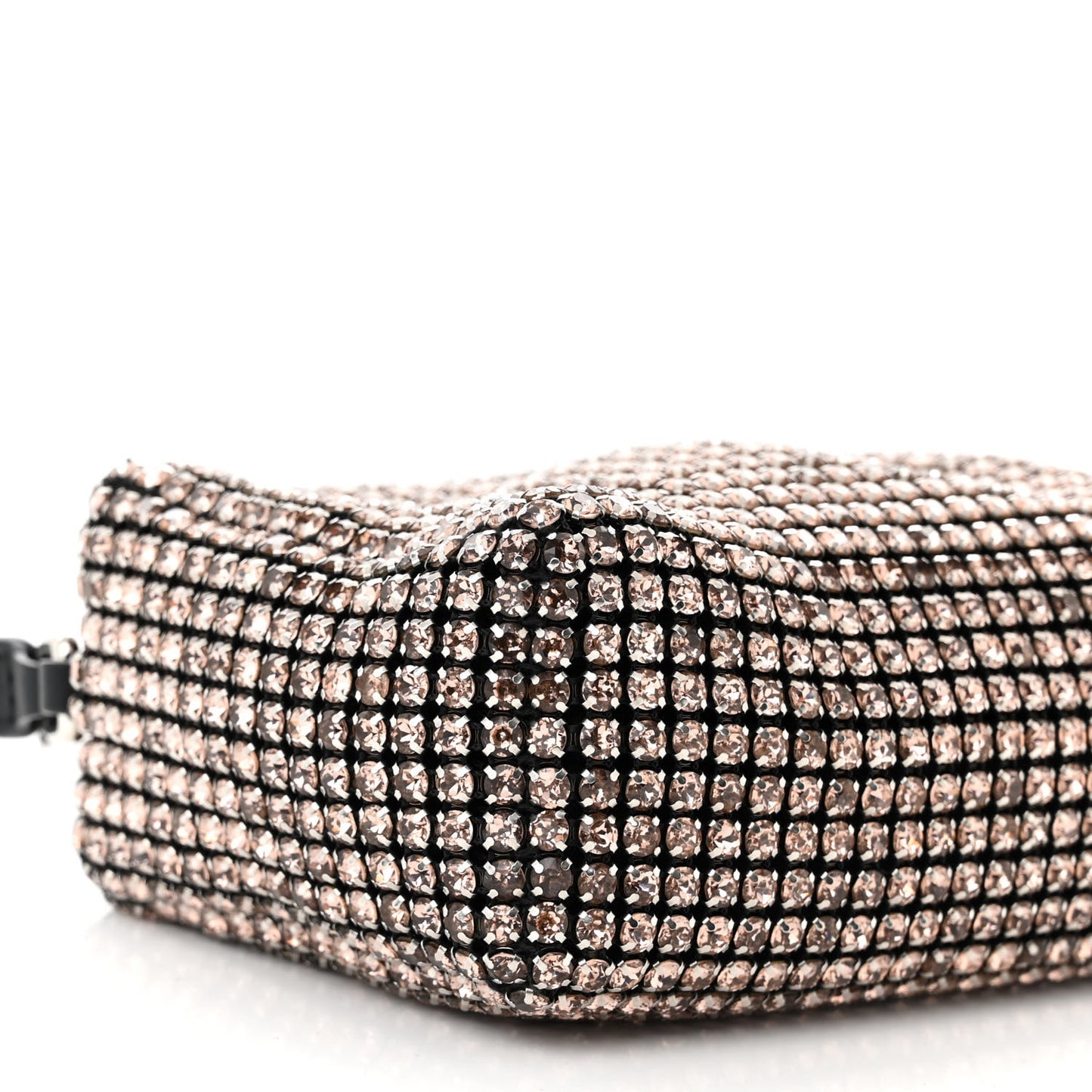 Mesh Crystal Rhinestone Mini Heiress Pouch Sandstone