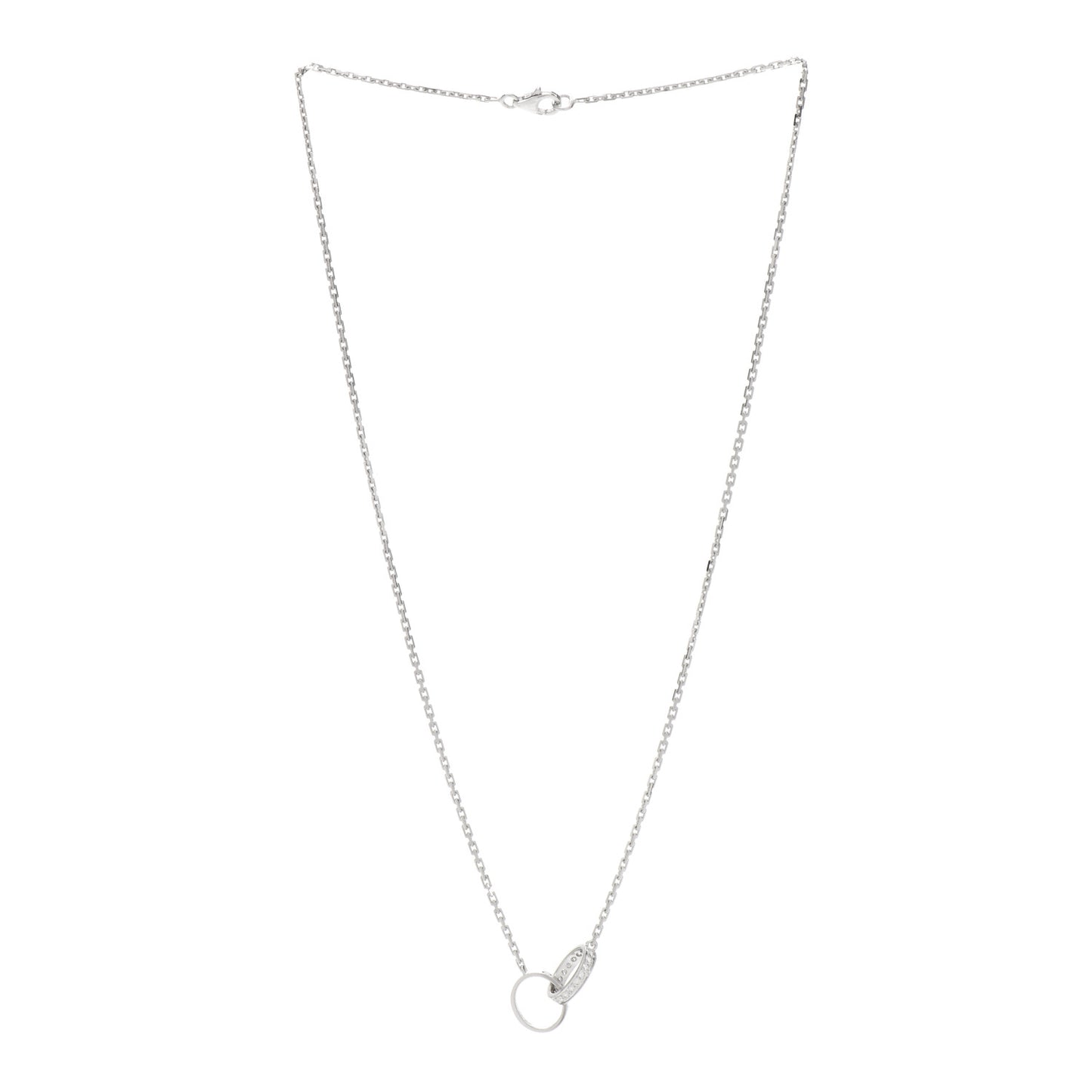 18K White Gold Diamond Interlocking LOVE Necklace