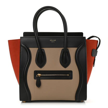 Celine Smooth Calfskin Nubuck Micro Tri-Color Luggage Light Taupe Fox Red 1 of 9
