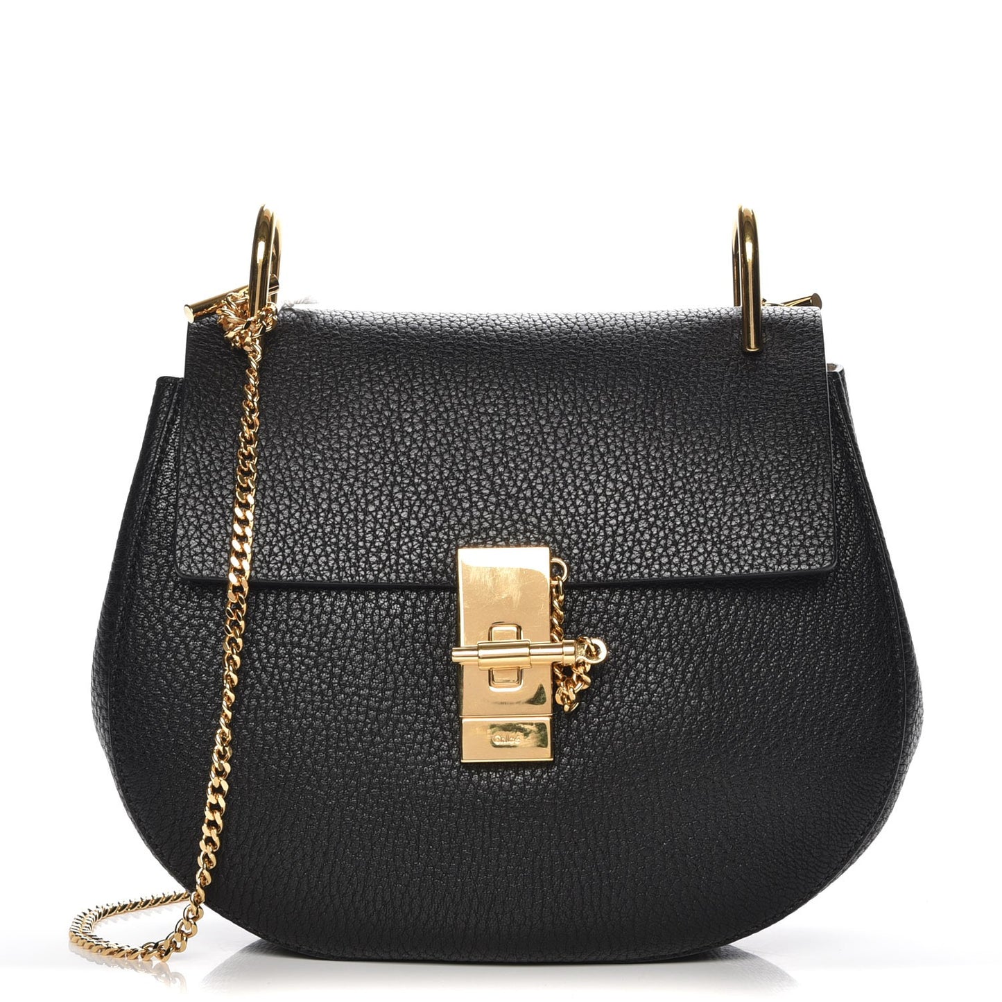 Grained Lambskin Drew Shoulder Bag Black