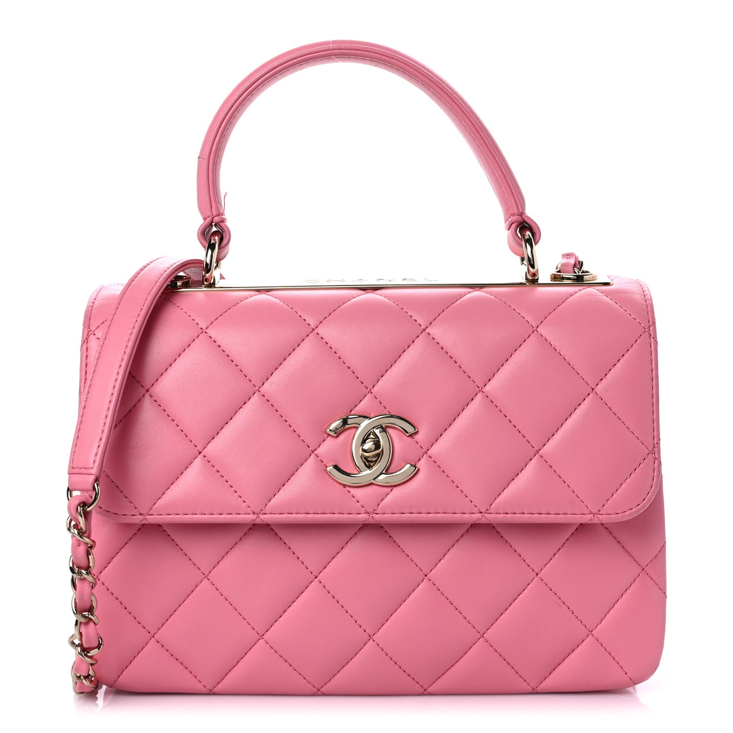 Lambskin Quilted Small Trendy CC Flap Dual Handle Bag Light Pink