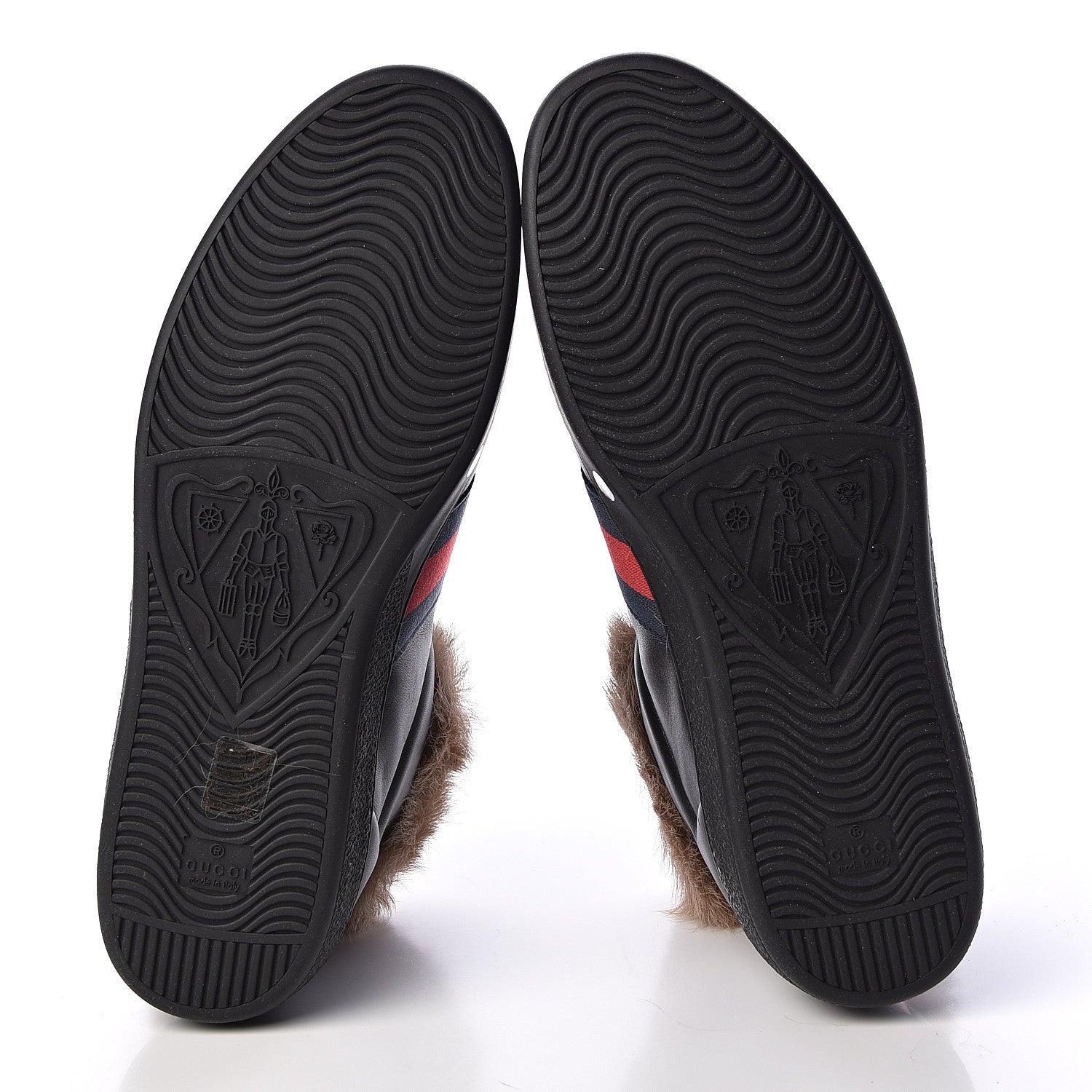 Gucci Calfskin Wool Web Bee Embroidered Mens Ace High Top Sneakers 12.5 Black 7 of 10