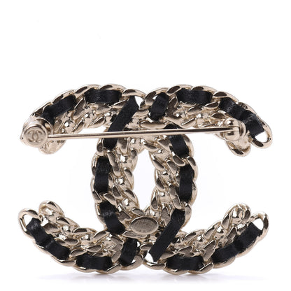 Chanel Lambskin Crystal Vintage Allure CC Chain Brooch Black Gold 2 of 5