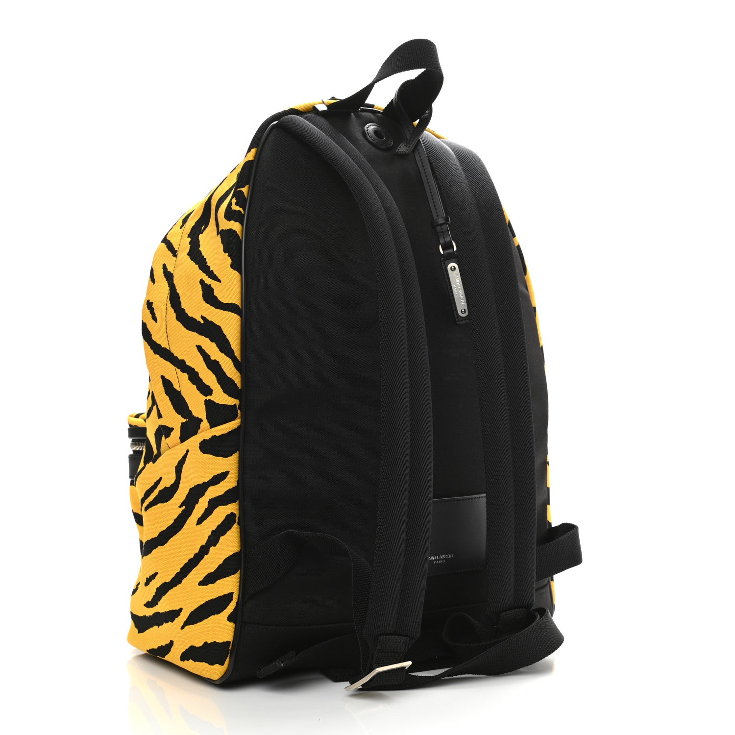 Saint Laurent Canvas Zebra Print City Backpack Yellow Black 3 of 11
