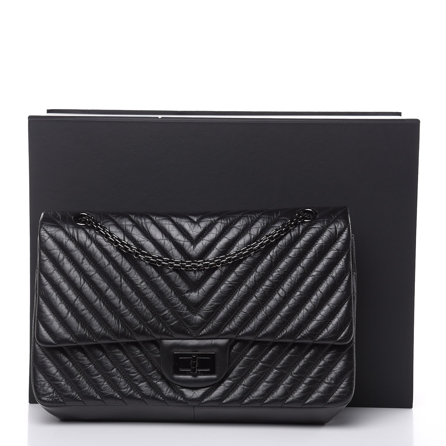Chanel Aged Calfskin Chevron Quilted 2.55 Reissue 227 Flap So Black 11 of 12