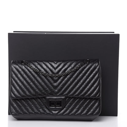 Chanel Aged Calfskin Chevron Quilted 2.55 Reissue 227 Flap So Black 11 of 12