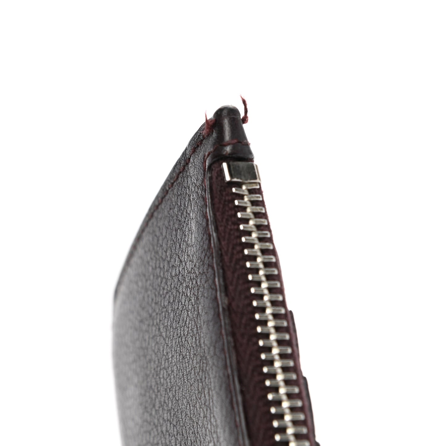 Grained Calfskin 5 Fragments Zip Pouch Card Holder Bordeaux