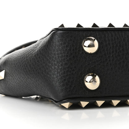 Valentino Garavani Pebbled Calfskin Micro Rockstud Tote Black 7 of 8