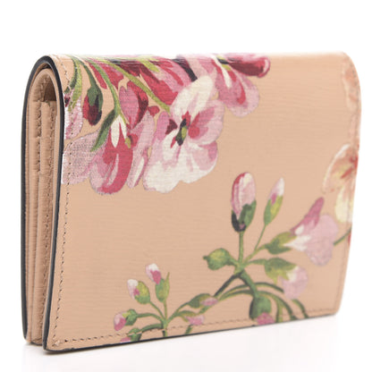 Gucci Shangai Calfskin Blooms Print Card Case Wallet Pink Apricot Multicolor 3 of 11
