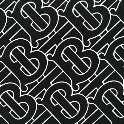 Burberry Calfskin Embossed TB Print Bi-Fold Wallet Black White 7 of 7