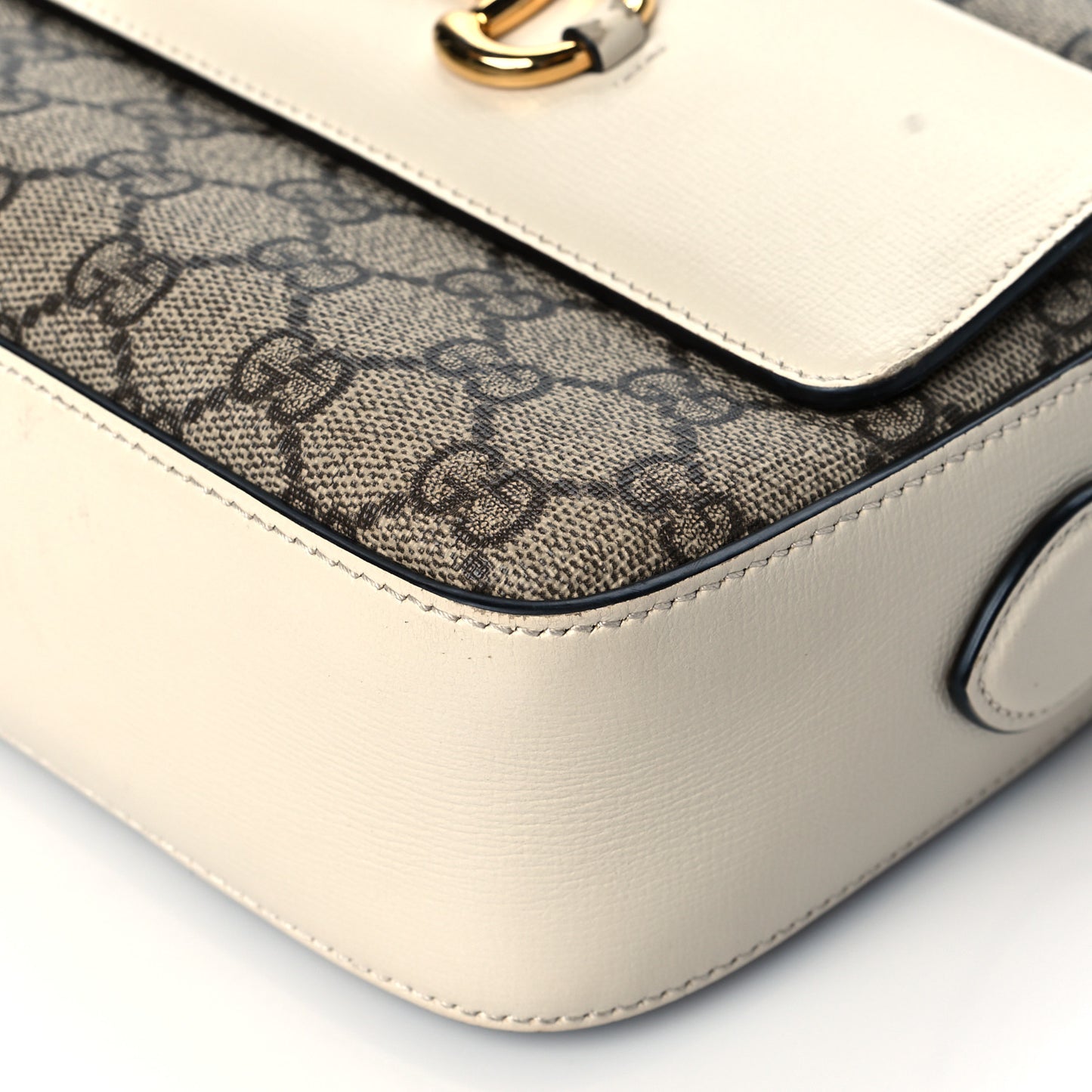 GG Supreme Monogram Small Horsebit 1955 Shoulder Bag Beige Mystic White